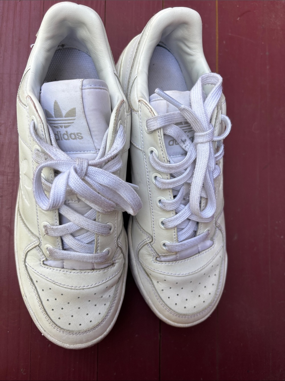 adidas White Women's Leather Sneakers with Trefoil Logo